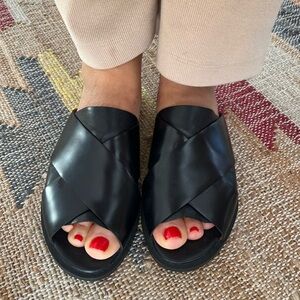 Chic Black Leather Sandals